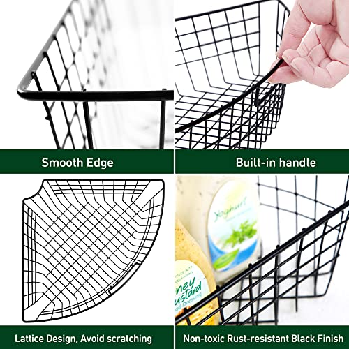 Lazy Susan Wire Storage Organizer Basket with Handle