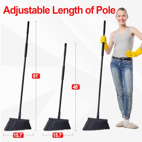 Broom 4 Pack Heavy Duty Outdoor Brooms for Floor Cleaning