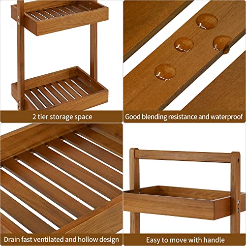 Teak Wood Shower Caddy Corner