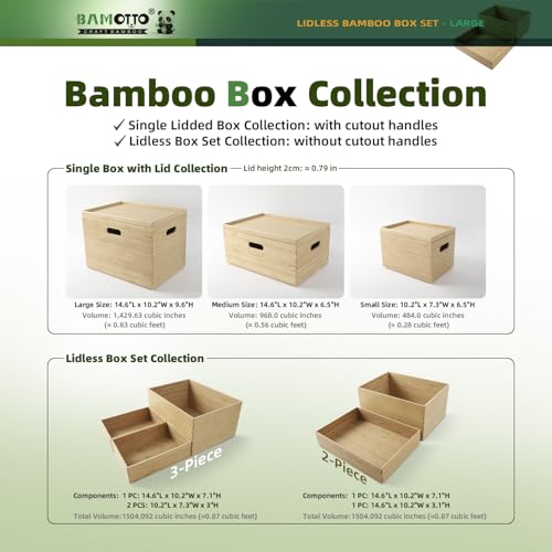 Bamboo Storage Box Stackable Lidded Organizer Bin