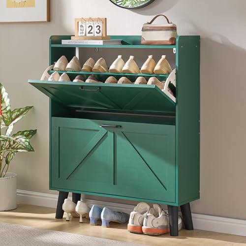 Shoe Cabinet Storage for Entryway with 2 Flip Drawers