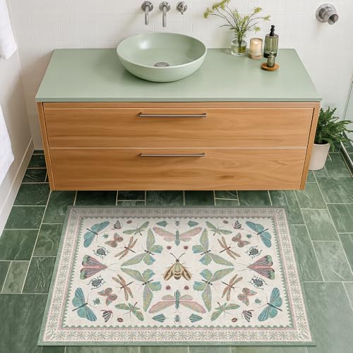 Washable Boho Insect Rug for Entryway