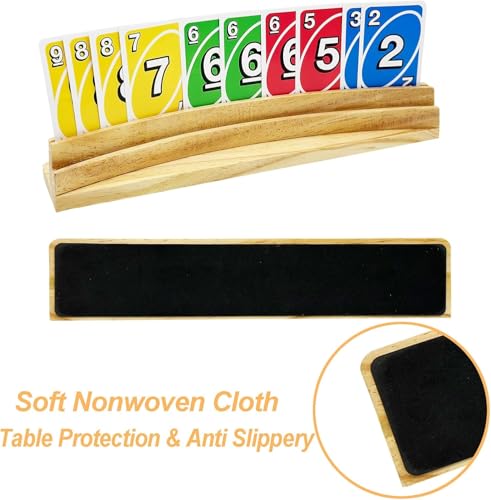 Card Holders for Playing Cards Set of 4 13inch Soild Wood Cards Holders for Kids Seniors Adults