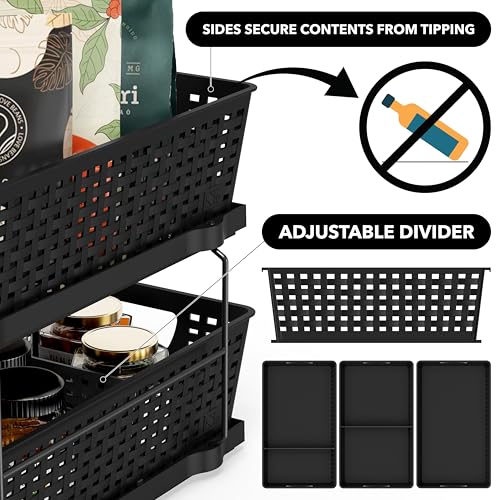 SimpleHouseware 2 Tier Bathroom Organizer Tray Pull