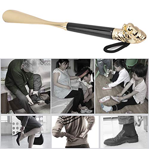 Shoe Horn Long Handled Metal Lion Head Shoe Horn Wooden Long Handle Shoe Lifter Shoe Spoon Tool for Men Ladies