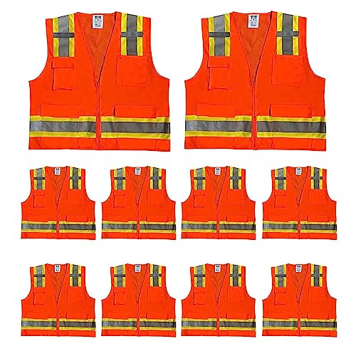 Premium High Visibility Surveyor Vest Solid Front Mesh Back