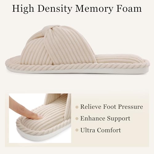 Summer House Slippers for Women Corduroy Open Toe Indoor Slippers