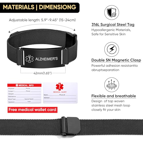 Medical Alert Id Bracelet for Men Women