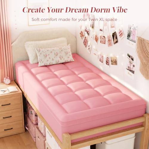 3 Inch Dual Layer Memory Foam Mattress Topper Pink