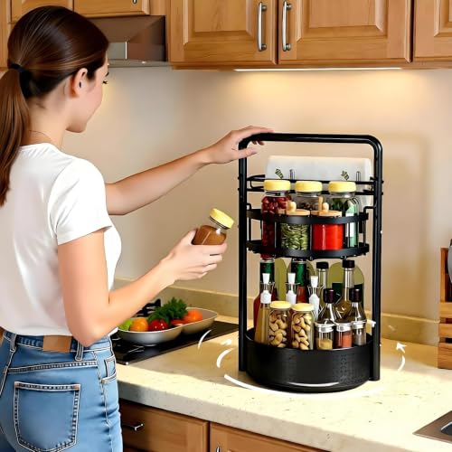 Rotating Spice Rack with Paper Towel Holder