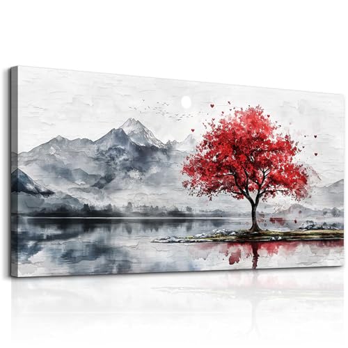 Canvas Wall Art For Bedroom Framed Decorations For Living Room Modern Office Wall Decor Lake View Painting Forest Tree Landscape Pictures Canvas Artworks Ready To Hang Home Decor