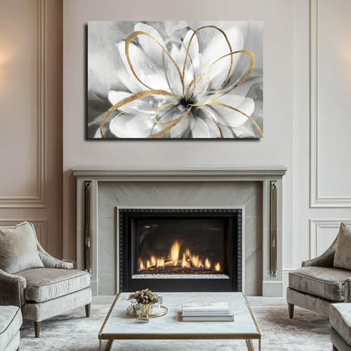 Black White Wall Art Abstract Canvas Grey Living Room Pink Home Decor Bedroom Art Work Modern Framed Wall Decor Extra Large Flower Poster Pictures