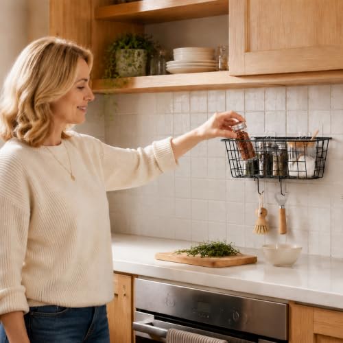 Hanging Kitchen Baskets Wire Storage Basket Over the Cabinet Door Organizer