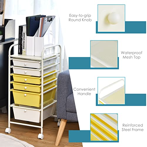 Storage Cart Bin Organizer Rolling Storage Cart Metal Frame Plastic Drawers Flexible Wheels Home Office Scrapbook Supply & Paper Shelf