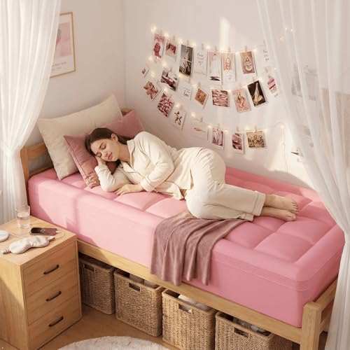 3 Inch Dual Layer Memory Foam Mattress Topper Pink
