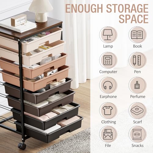 Rolling Storage Cart with 8 Drawers