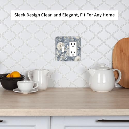 Blue Dandelion Vintage Floral Boho Flower Light Switch Cover Plate 1 Gang No Device Blank Electrical Wall Plates Faceplate Decorative Switch Plate Covers for Bedroom Living Room Home Decor