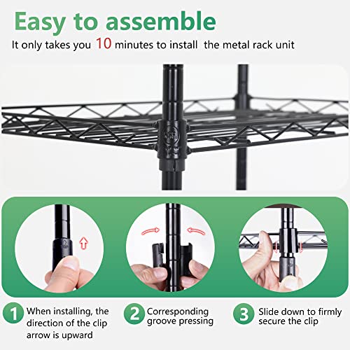 Wire Shelving Unit Storage Shelves Metal Shelf with Adjustable Layer Rack Strong Steel for Restaurant Garage Pantry Kitchen