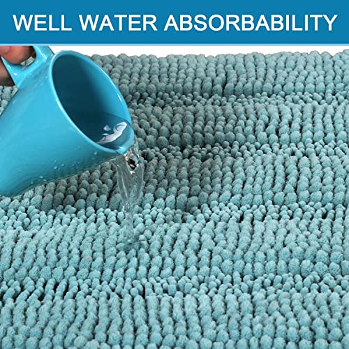 Bathroom Rugs Bath Mats Sets Super Absorbent Chenille Striped Bath Mats Non Skid Machine Wash Dry Rugs for Bathroom Floor Set of 2