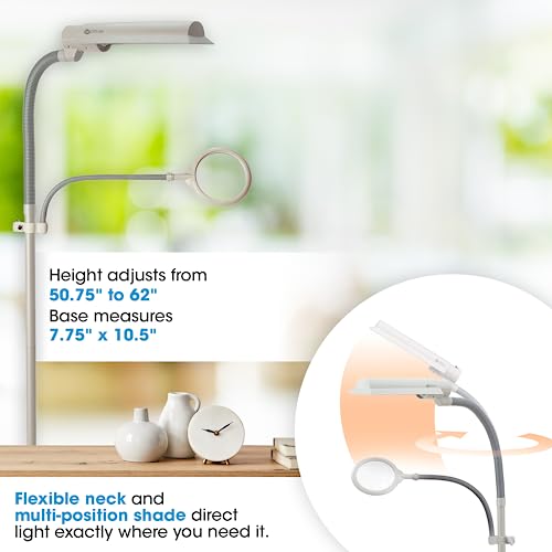 LED Floor Lamp with Optical Grade Magnifier