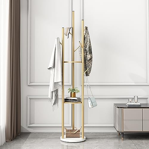 Gold Coat Racks with Shelves