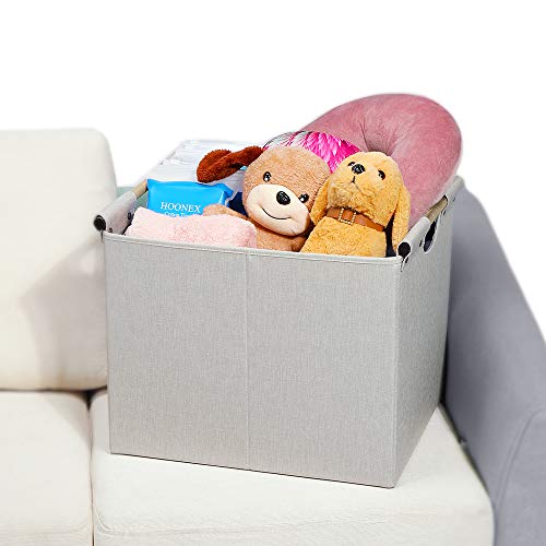 Large Collapsible Storage Bins with Wooden Handles