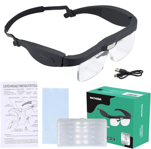 Magnifying Headset with 3 LED Lights and 5 Detachable Lenses