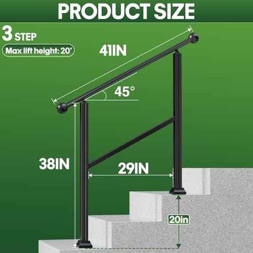 2 3 4 5 Step Heavy Duty Aluminum Alloy Outdoor Stair Handrail Kit