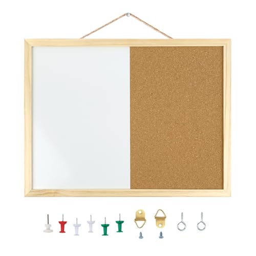 GDMINLO 16.5 x12.6 Inches Dry Erase Cork Bulletin Combination Board