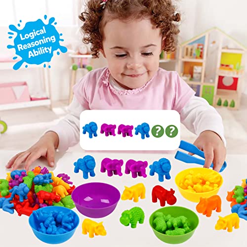 Counting Dinosaur Toys Matching Games with Sorting Bowls Sorting Toys for Toddlers Preschool Learning Activities for Math Color Sensory Montessori Fine Motor Skills Toys for 3 4 5 Years Old Boys Girls