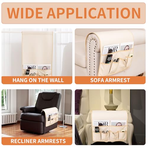 Anti Slip Sofa Armrest Organizer Arm Chair Bedside Caddy Storage Organizer For Recliner Couch With 6 Pockets For Cell Phone Tv Remote Control
