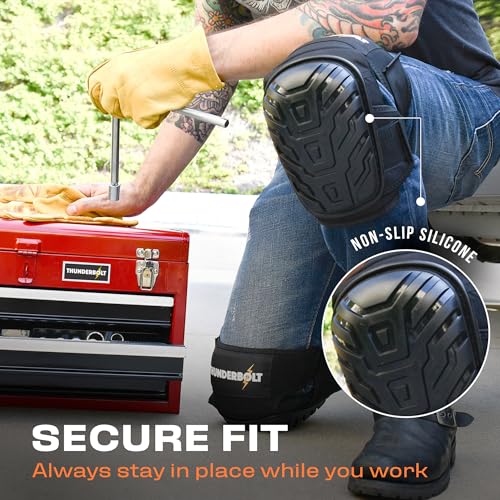 Knee Pads for Men Construction Knee Pads for Work for Men and Women with Double Gel for Gardening Flooring Roofing Heavy Duty with Extra Thick Foam and Strong Adjustable Non