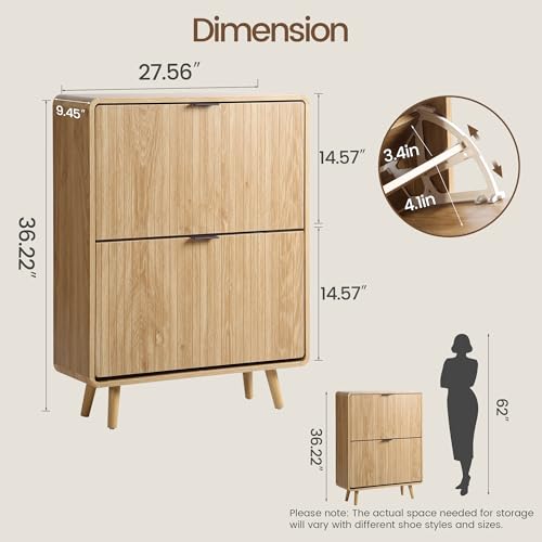 47" Fluted Large Shoe Cabinet with 4 Flip Drawers