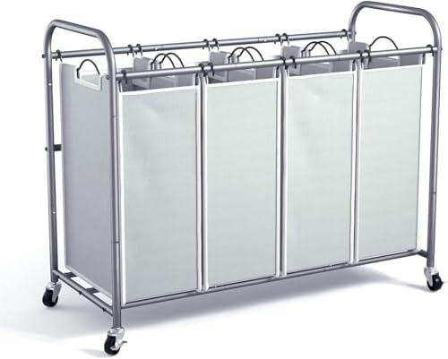 Laundry Hamper Sorter Cart with 4 Sections