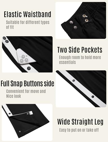 Tear Away Pants for Women Side Split Snap Open Bottom Sweatpants Leg