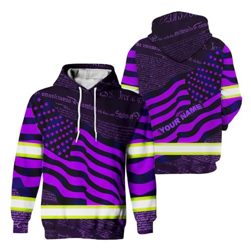 US Flag High Visibility Hoodie for Men Reflective Hoodie Safety Workwear for Worker Runner Patriotic ACC02