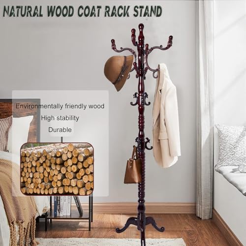 73" Wooden Coat Rack Stand