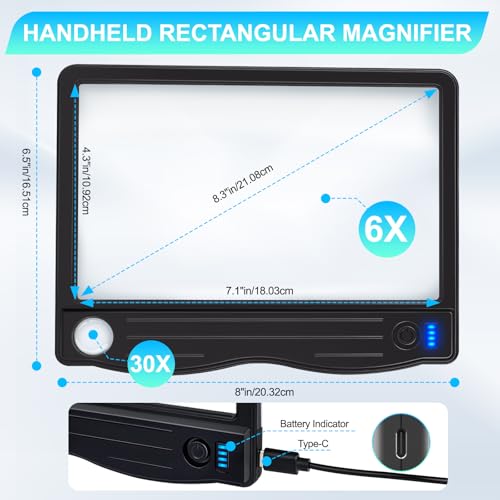 6X 30X Rechargeable Magnifying Glass with Light