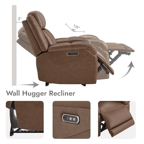 Genuine Leather Power Recliner Chairs for Adults