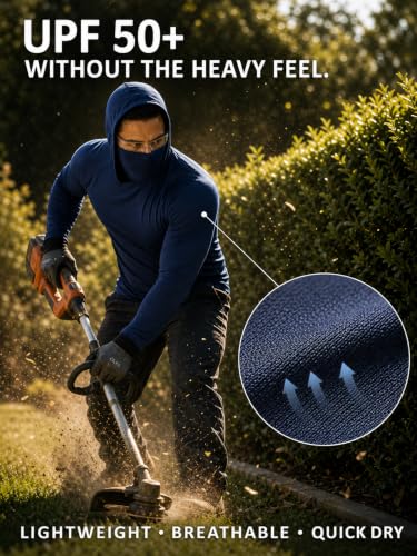 3 Pack Mens Sun Protection Fishing Hoodie with Face Mask UPF 50+ Long Sleeve Compression Work Shirt Quick Dry