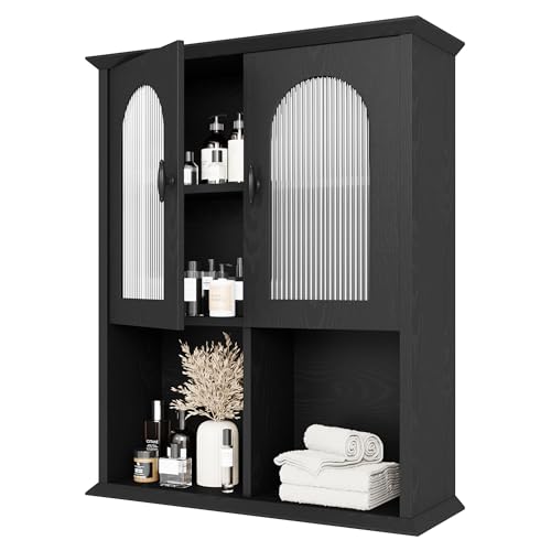 Bathroom Wall Cabinet with Fluted Door