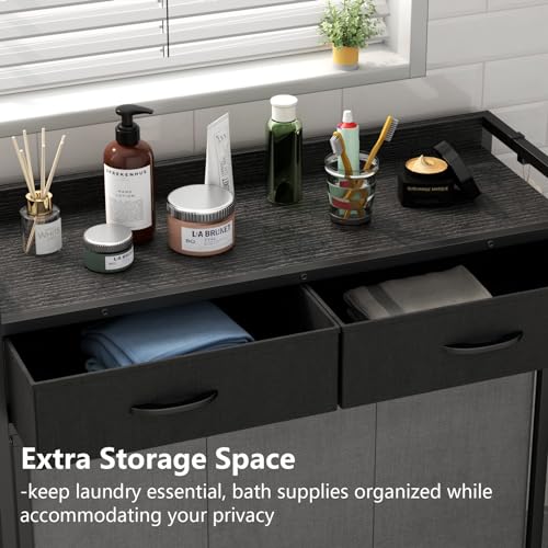 Laundry Hamper Laundry Basket with 3 Section Pull