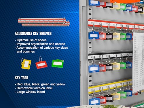 Adjustable Key Lock Large Key Cabinet Lock Box with Colorful Key Tag Labels