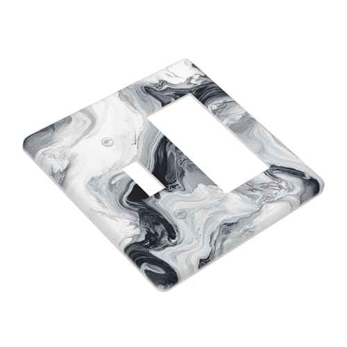Abstract Marble Ink Texture Grey Marble Print Light Switch Cover Plate 1 Gang No Device Blank Electrical Wall Plates Faceplate Decorative Switch Plate for Bathroom Kitchen Decor