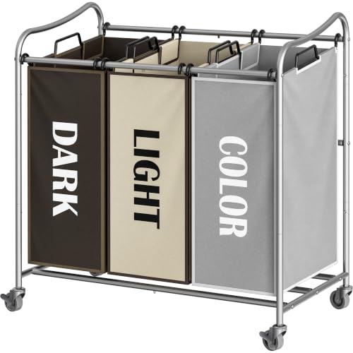 SimpleHouseware Heavy Duty Laundry Sorter Rolling Cart