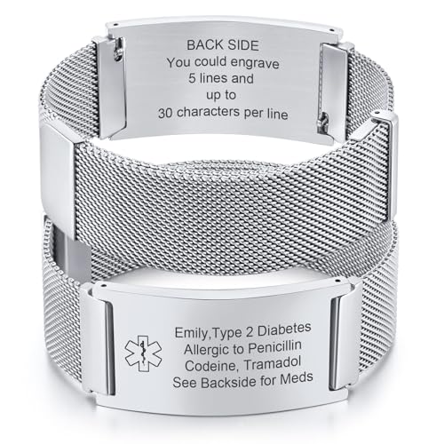Medical Alert Id Bracelet for Men Women