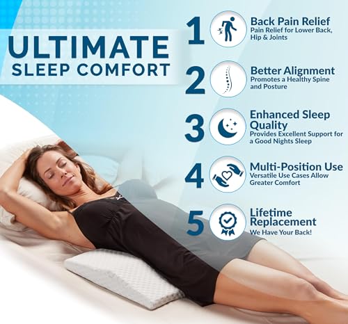 Lumbar Support Pillow for Sleeping Memory Foam Pillow for Back Pain Relief
