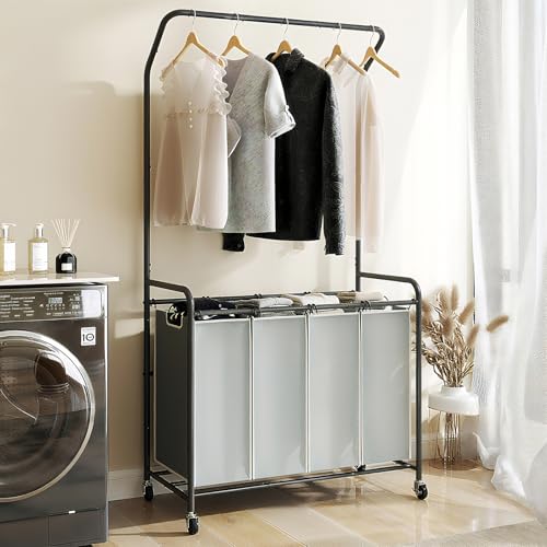 Laundry Hamper Sorter Cart with 4 Sections