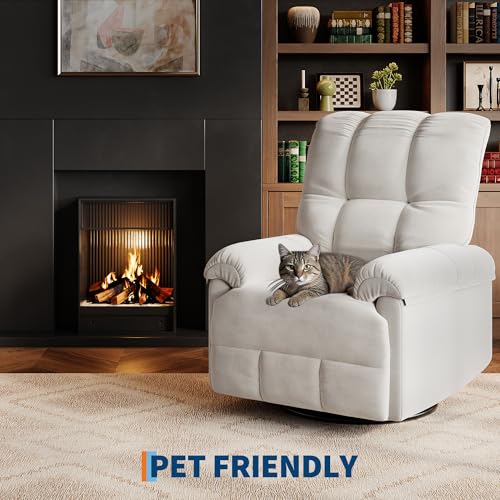 Swivel Rocking Nursery Recliner Chair Rocker Recliner Glider Deep Seat PU Leather Sofa Chair with high Backrest for Nursery