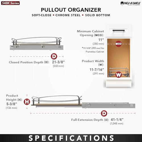 Pull Out Kitchen Cabinet Storage Organizer with Solid Bottom and Undermount Soft